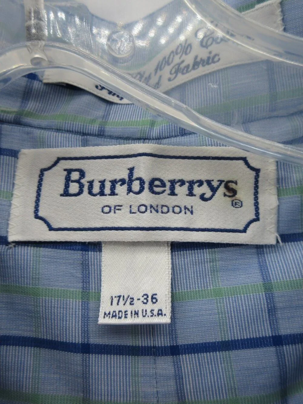 VINTAGE Burberrys Shirt 17.5 London Button Up Check 90s USA Made NWT